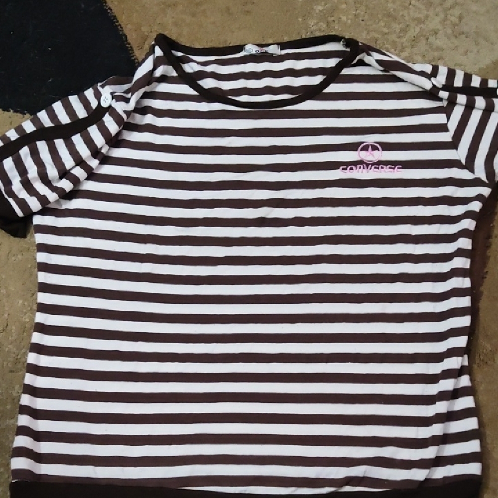 Brown and White Striped T-Shirt
